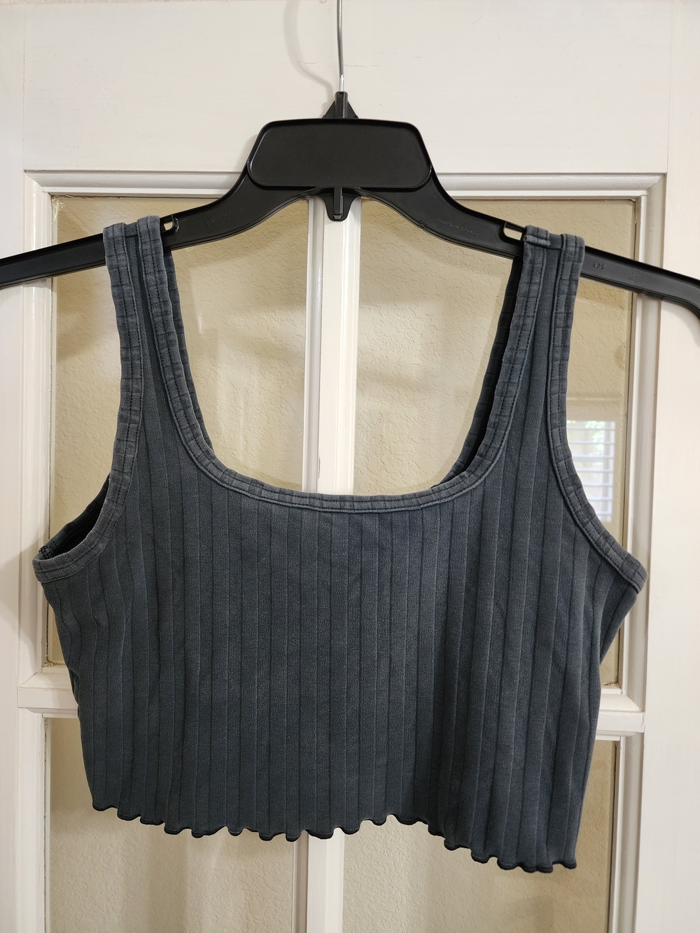 OFFLINE by Aerie Ribbed Crop Tank Top Gray Cotton Stretch Small